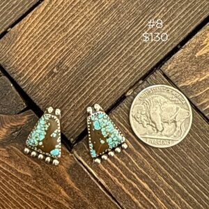 Turquoise and Silver Triangle Earrings